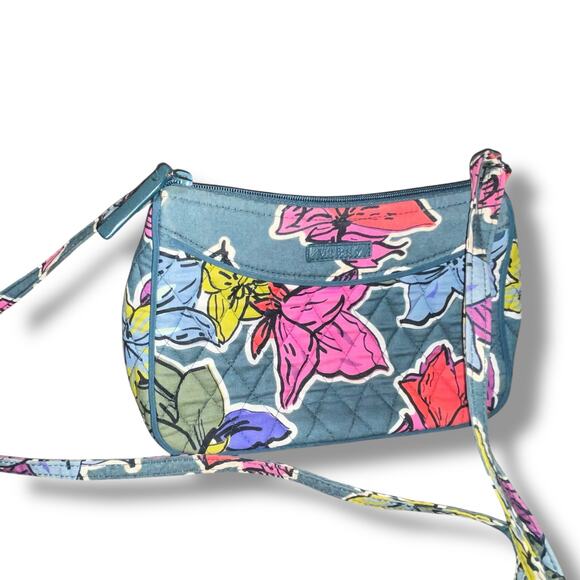 Vera Bradley Crossbody Purse Falling Flowers Leaves Full Zip Pocket Quilted Bag - Picture 6 of 14